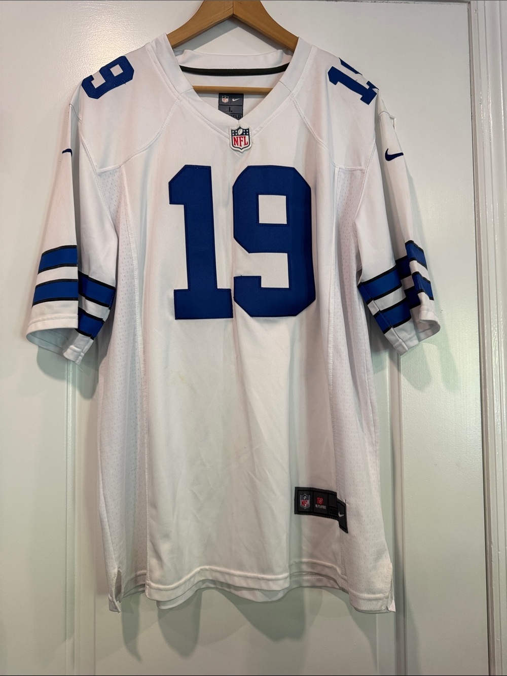 Nike White and Blue Cowboys Amari Cooper #19 Football Jersey
